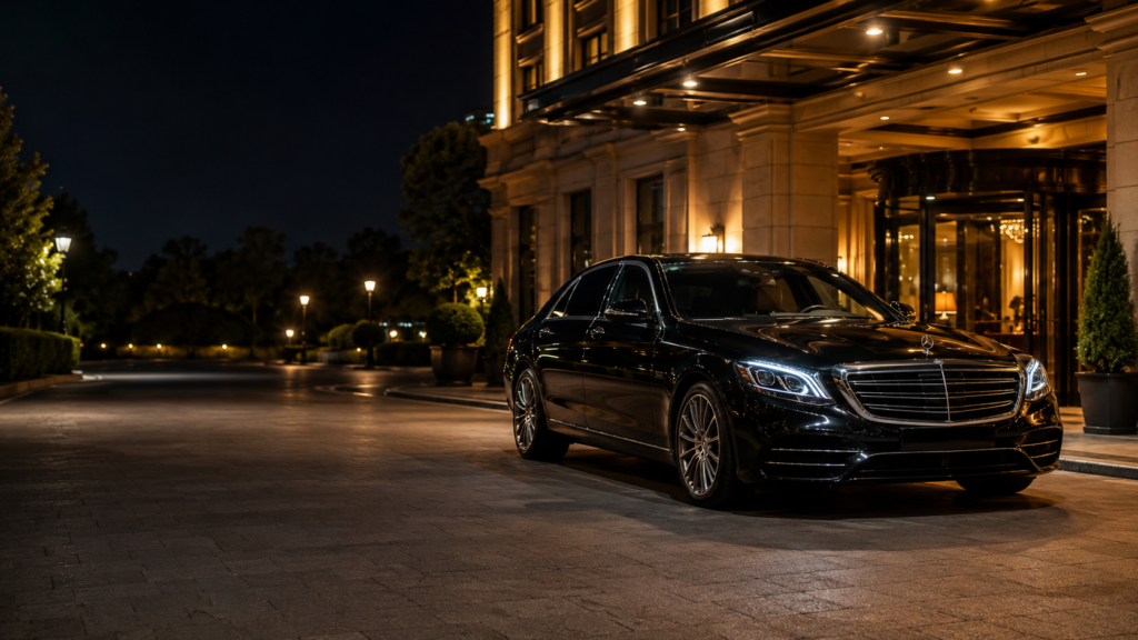 Best taxi to Charles de Gaulle airport luxury Mercedes-Benz outside Paris hotel