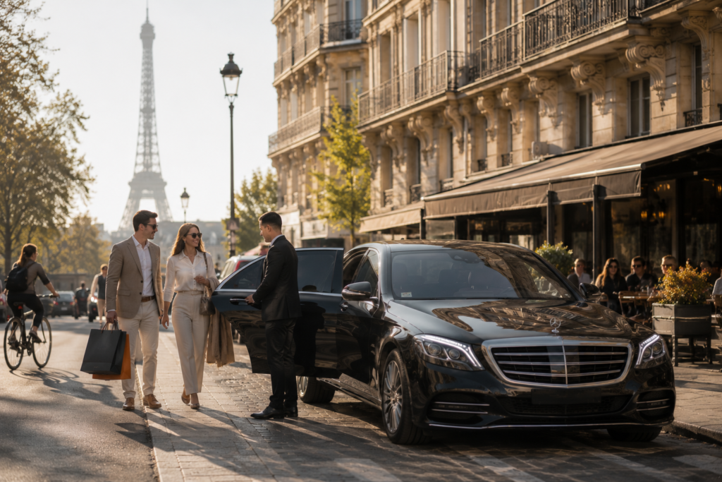 Private sightseeing in Paris with chauffeur transportation near the Eiffel Tower